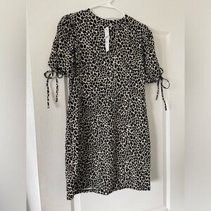 ❗️SALE TOPSHOP Giraffe Polka Dot Print Puffer Sleeve Midi Dress,Tie Shoulder, M